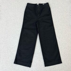 GAP Womens High Rise Wide Leg Crop Jeans Size 4 True Black Denim Pants Y2K Baggy